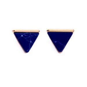 3x Boho Blue Marble Triangle Stud Earrings